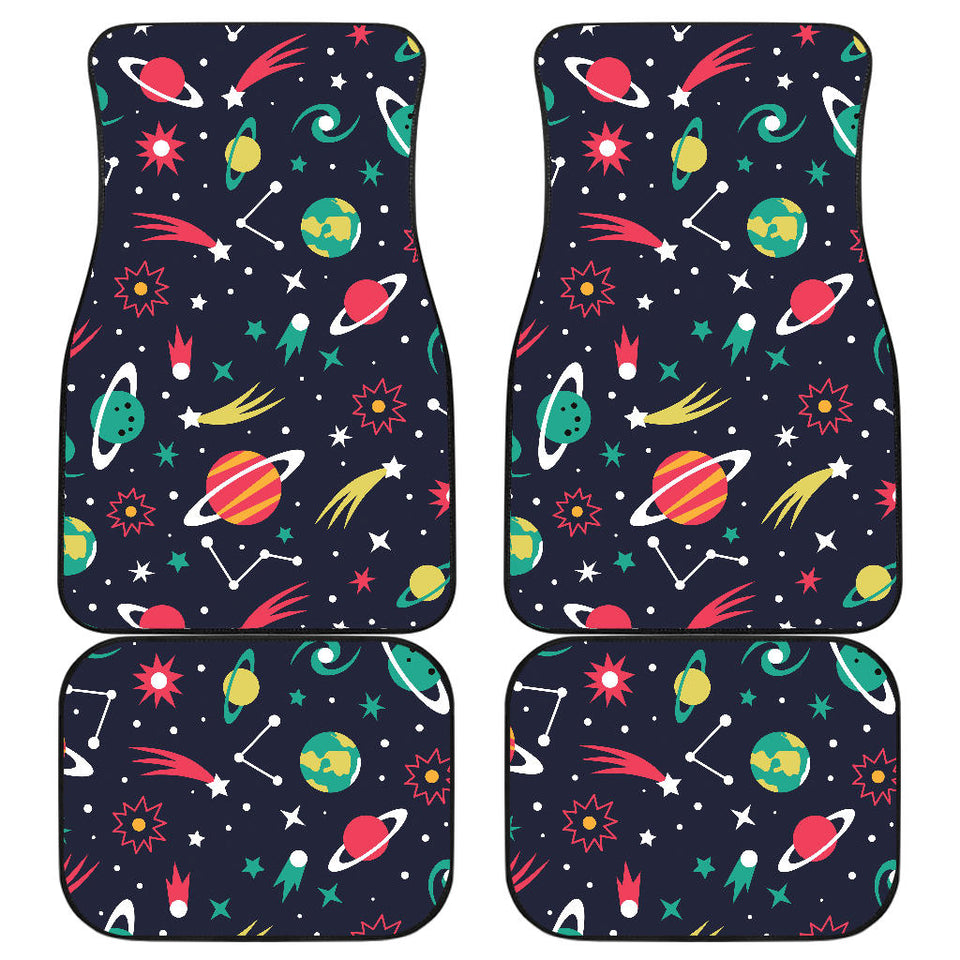 Colorful Space Pattern Planet Star Front And Back Car Mats