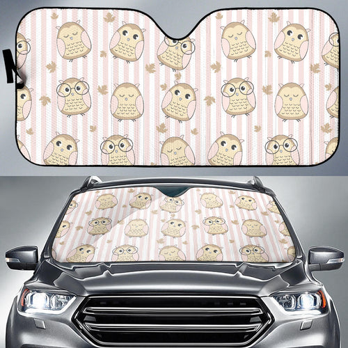 Cute Owl Leaf Car Sun Shade