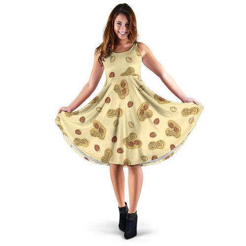 Peanuts Design Pattern Sleeveless Midi Dress