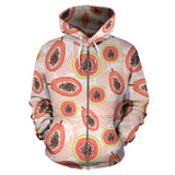 Papaya Leaves Pattern Zip Up Hoodie