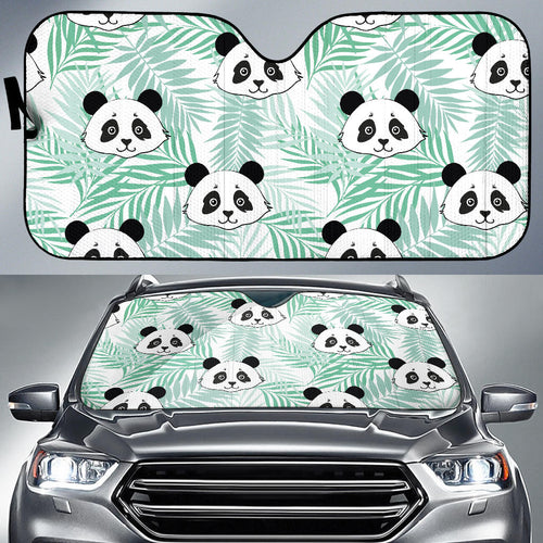Panda Pattern Tropical Leaves Background Car Sun Shade