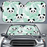 Panda Pattern Tropical Leaves Background Car Sun Shade
