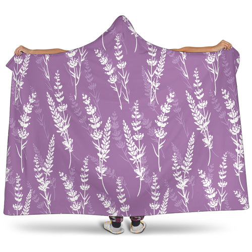 Lavender Flowers Purple Pattern Hooded Blanket