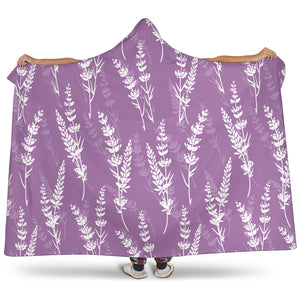 Lavender Flowers Purple Pattern Hooded Blanket