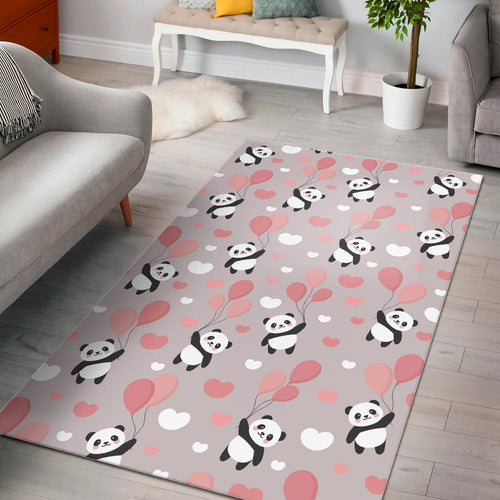 Cute Panda Ballon Heart Pattern Area Rug