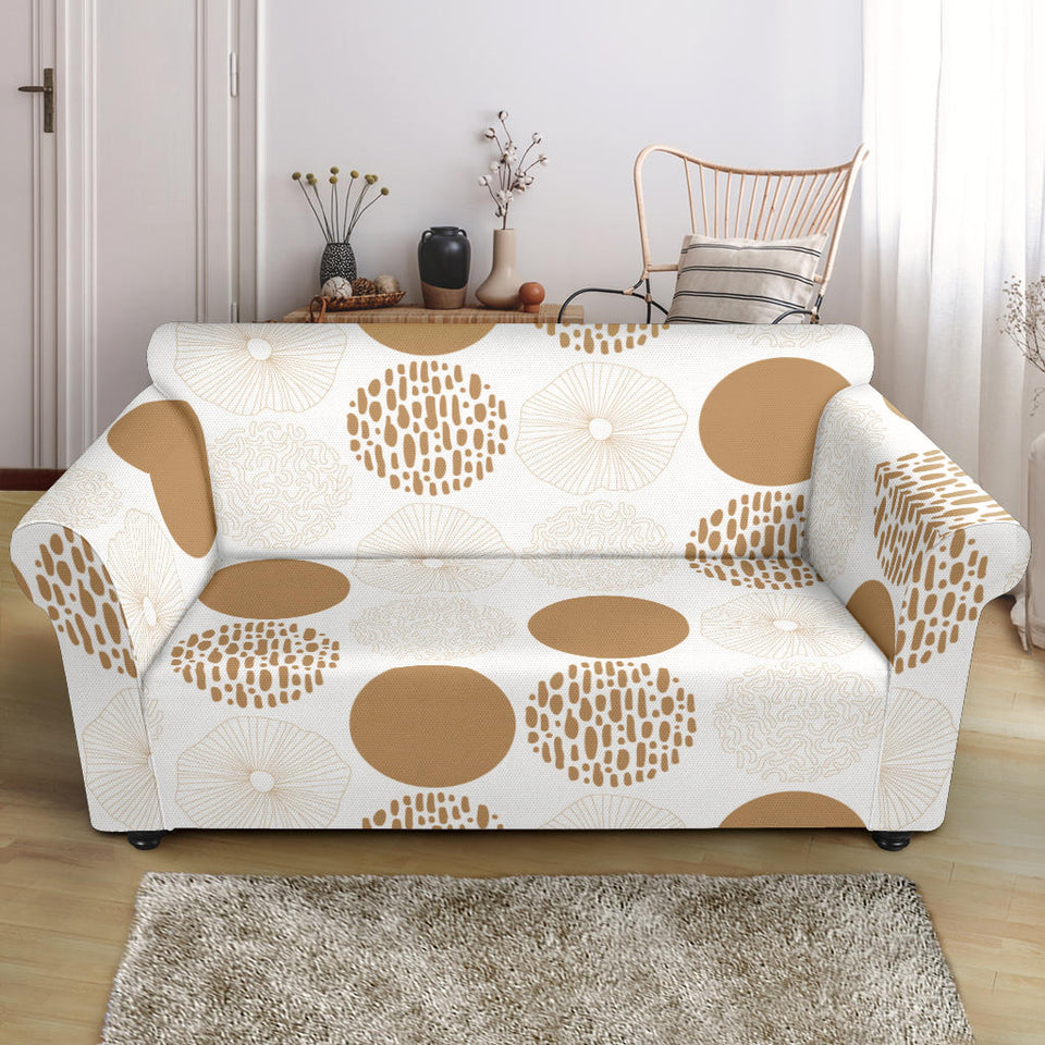 Gold Texture Mushroom Pattern Loveseat Couch Slipcover