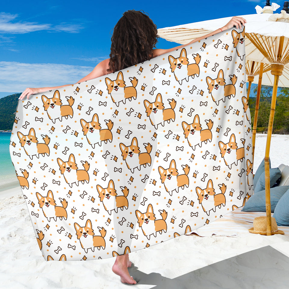Cute Corgi Heart Star Bone Pattern Sarong