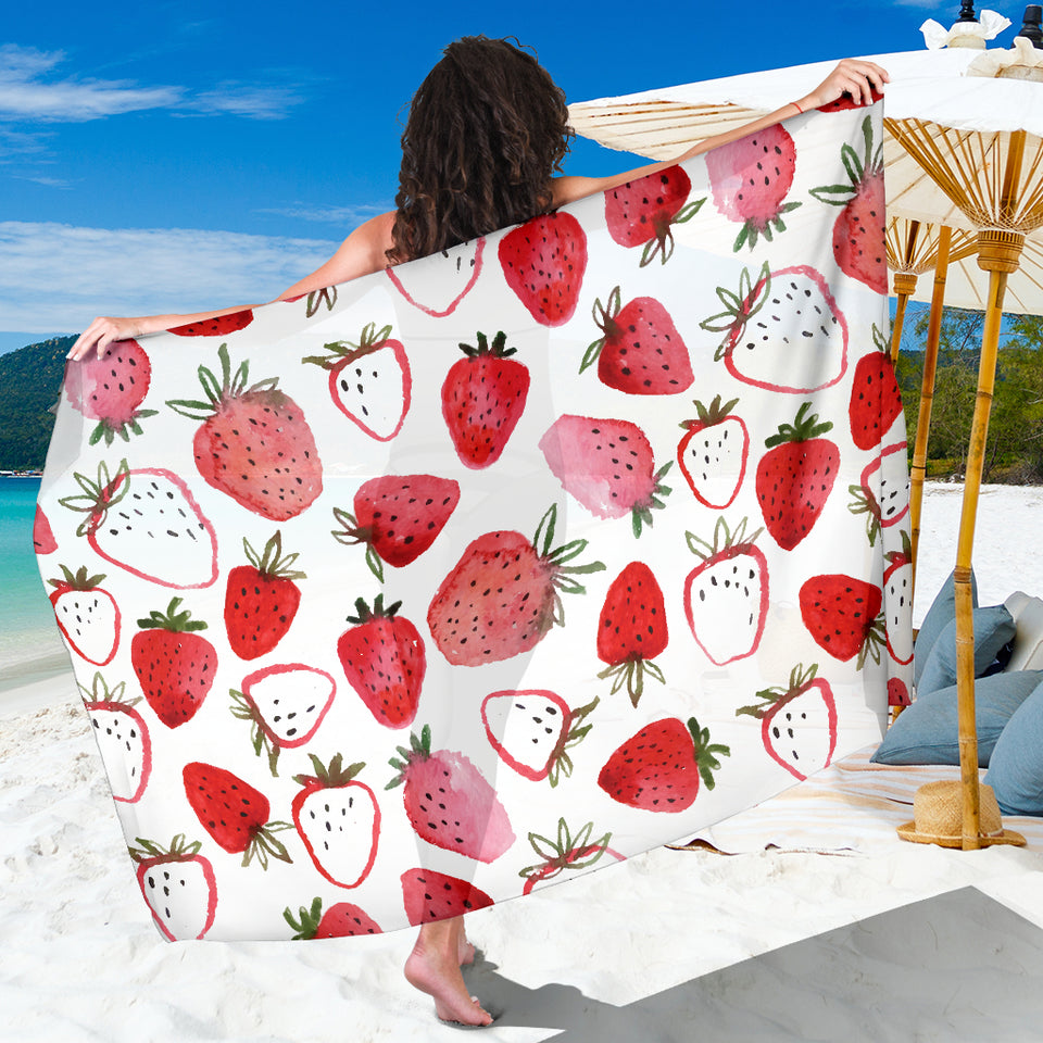 Watercolor Hand Drawn Beautiful Strawberry Pattern Sarong