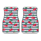 Hand Drawn Cherry Pattern Striped Background  Front Car Mats