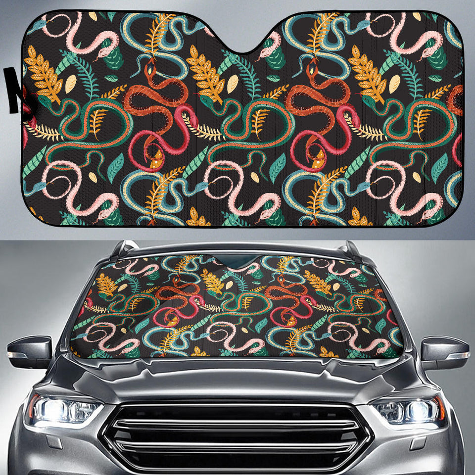 Colorful Snake Plant Pattern Car Sun Shade