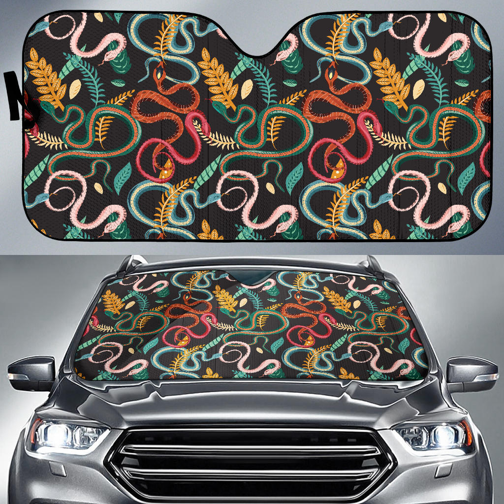 Colorful Snake Plant Pattern Car Sun Shade