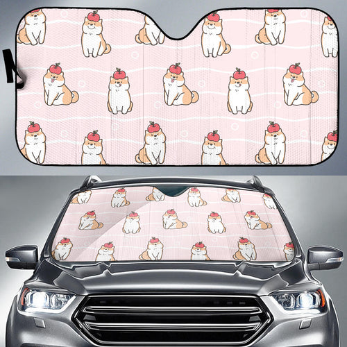 Cute Shiba Inu Dog Apple Pattern Car Sun Shade