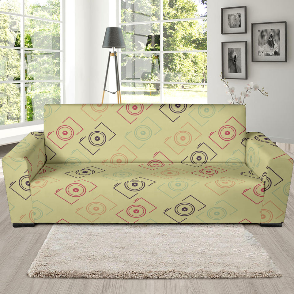 Camera Pattern Print Design 01 Sofa Slipcover