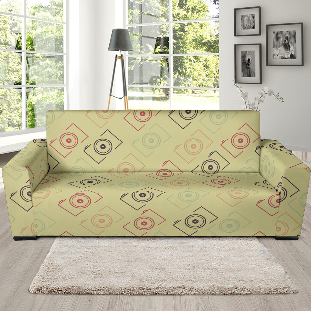 Camera Pattern Print Design 01 Sofa Slipcover