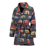 Camper Van Pattern Print Design 02 Women's Bathrobe