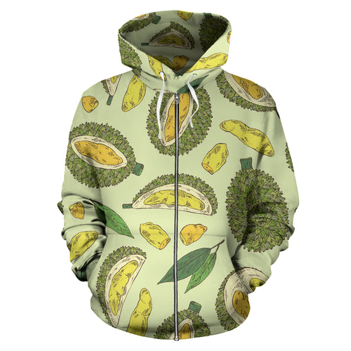 Durian Leaves Pattern Background Zip Up Hoodie