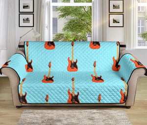 electric guitar pattern light blue background Sofa Cover Protector