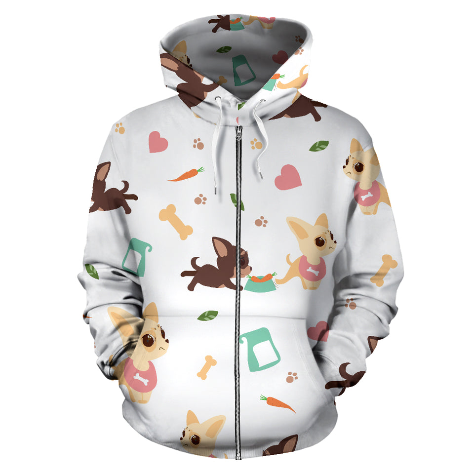 Cute Chihuahua Puppie Pattern Zip Up Hoodie