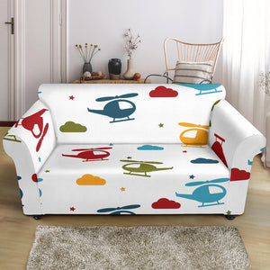 Colorful Helicopter Pattern Loveseat Couch Slipcover