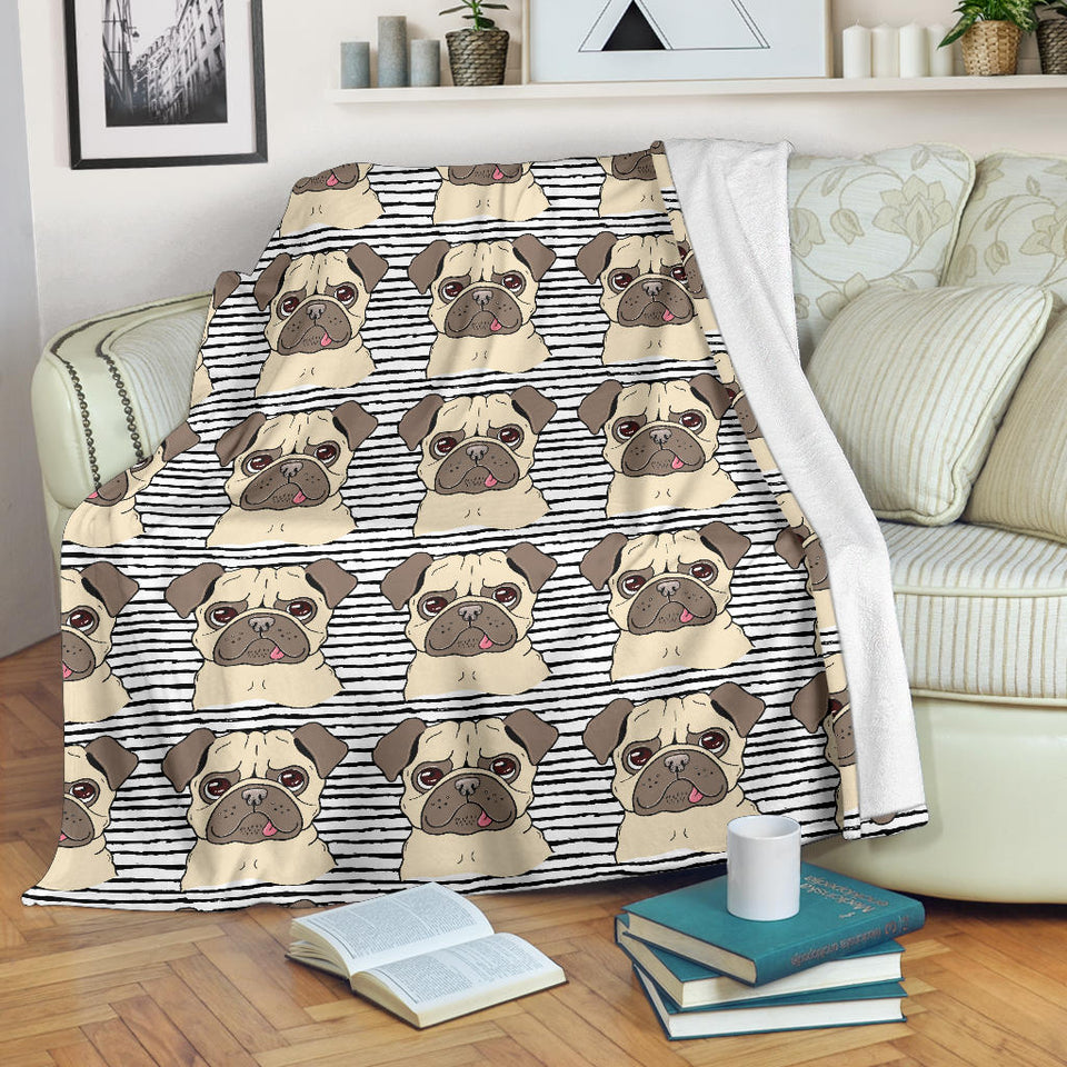 Happy Pug Pattern Premium Blanket