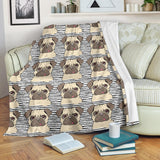 Happy Pug Pattern Premium Blanket