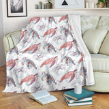 Watercolor Sea Turtle Jellyfish Pattern Premium Blanket