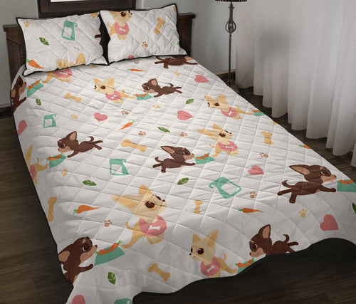 Cute Chihuahua puppie pattern Quilt Bed Set