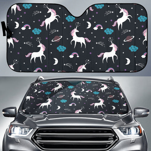 Unicorn Rainbows Moon Clound Star Pattern Car Sun Shade