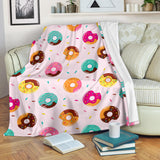 Donut Pattern Glaze Pink Background Premium Blanket