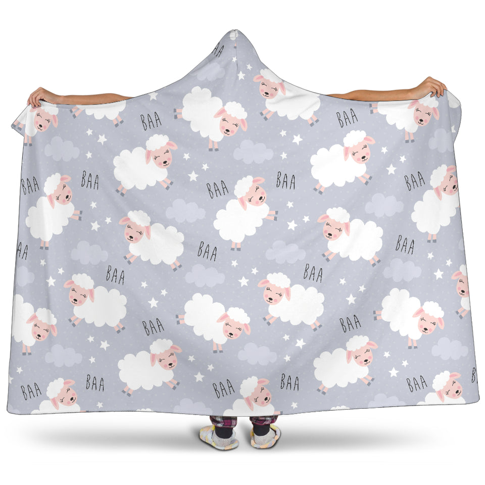 Sweet Dreams Sheep Pattern Hooded Blanket
