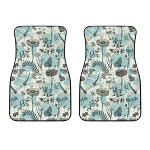 Dragonfly Butterfly Plants Insect Flower Vintage Style Pattern Front Car Mats