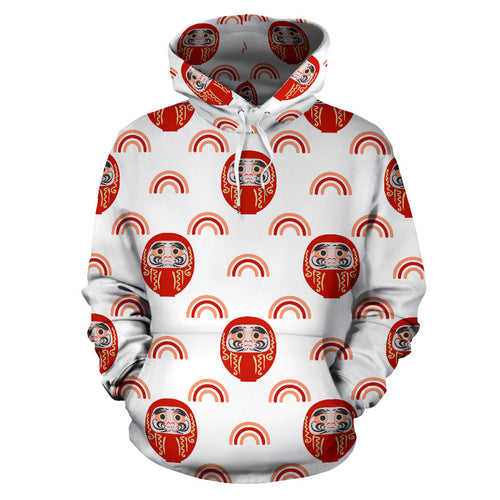 Daruma Japanese Wooden Doll Design Pattern Men Women Pullover Hoodie
