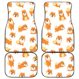 Brown Pomeranian Pattern Front And Back Car Mats