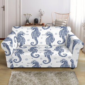 Seahorse Pattern Background Loveseat Couch Slipcover