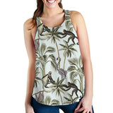 Monkey sloth lemur palm trees pattern Women Racerback Tank Top