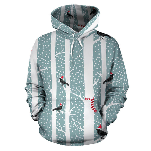 Crows Christmas Hat Scarf Men Women Pullover Hoodie