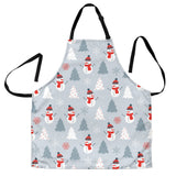 Snowman Christmas  Tree Snow Gray Background Adjustable Apron