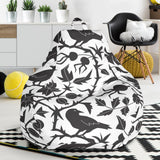 Crow Dark Floral Pattern Bean Bag Cover