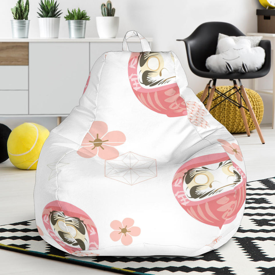 Daruma Japanese Wooden Doll Cherry Blossom Flower Pattern Bean Bag Cover