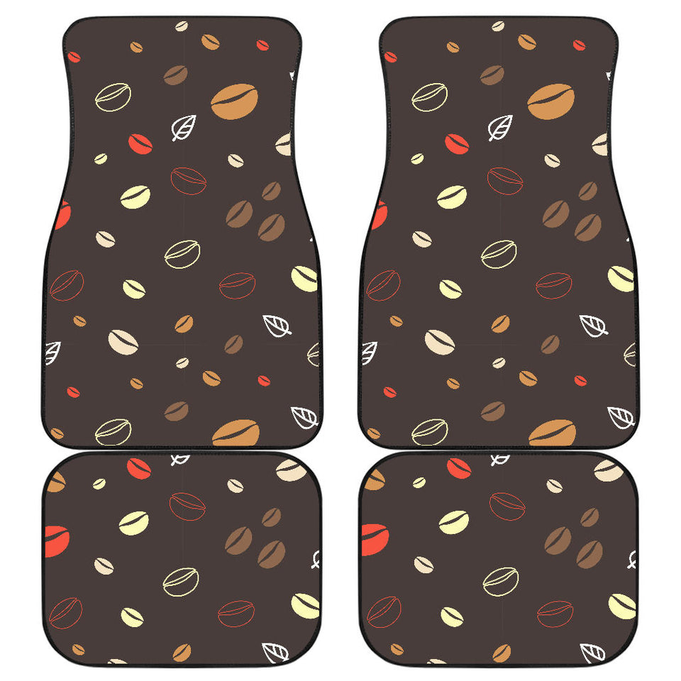 Coffee Bean Leave Pattern Front And Back Car Mats