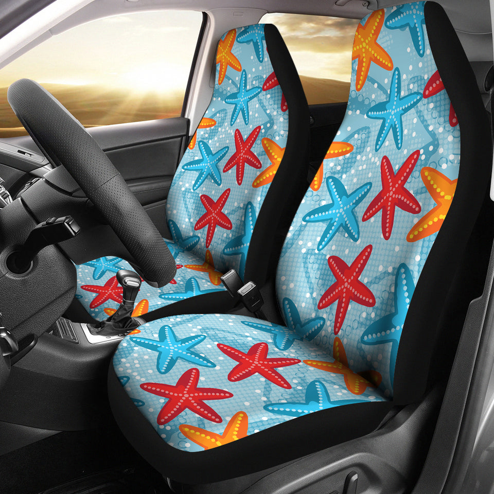 Blue Red Orange Starfish Pattern  Universal Fit Car Seat Covers