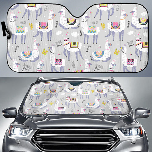Cute Llama Alpaca Pattern Car Sun Shade