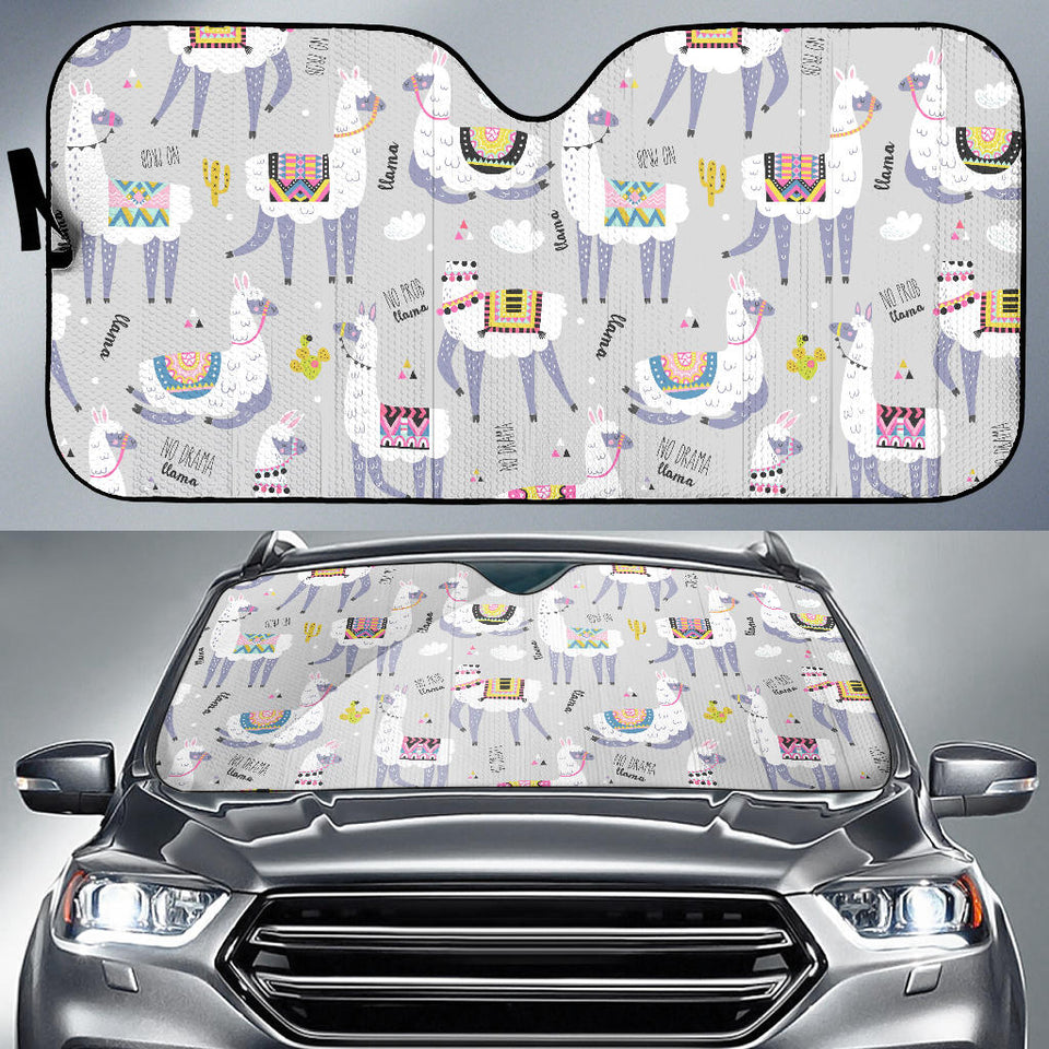 Cute Llama Alpaca Pattern Car Sun Shade