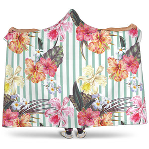 Colorful Orchid Flower Pattern Hooded Blanket