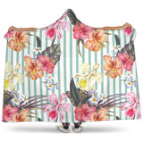 Colorful Orchid Flower Pattern Hooded Blanket