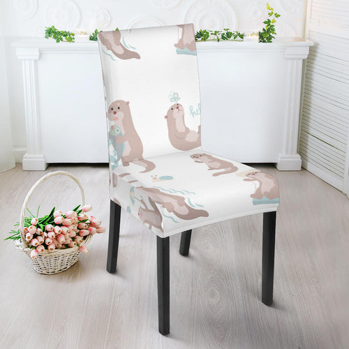 Cute Sea Otters Pattern Dining Chair Slipcover