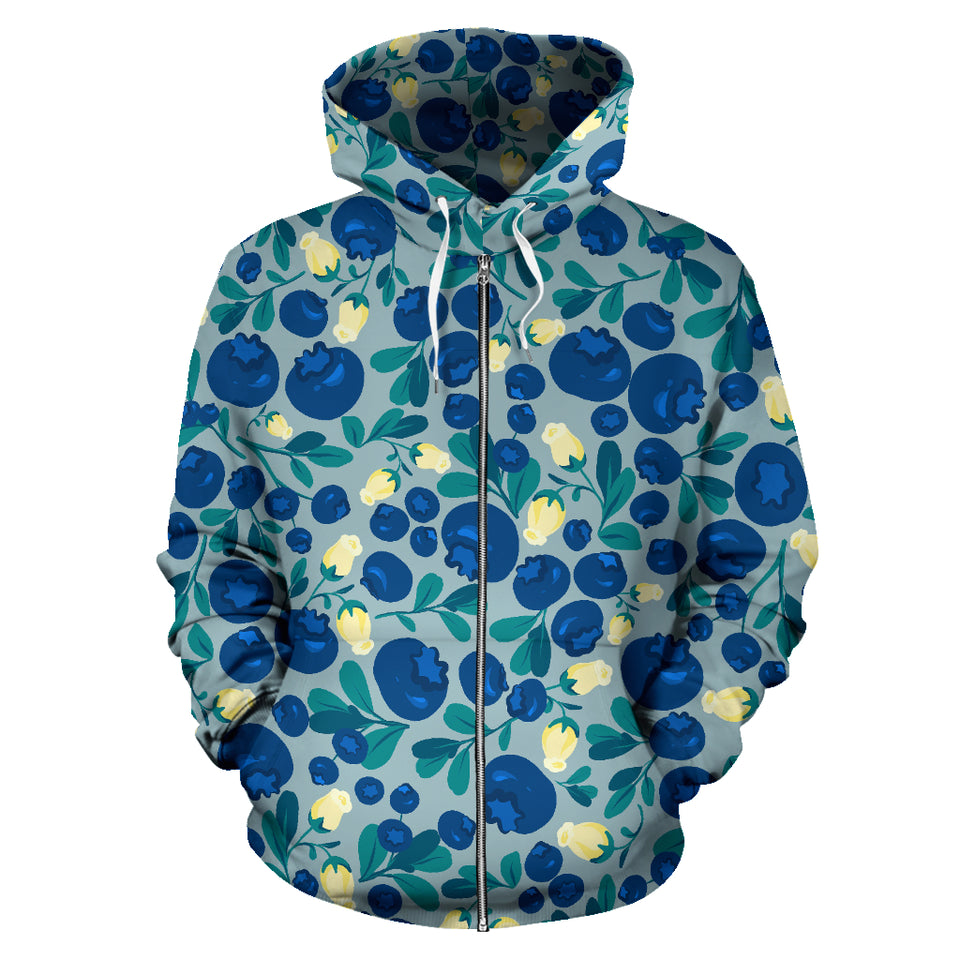 Blueberry Design Pattern Zip Up Hoodie