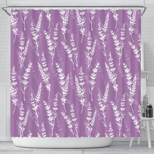 Lavender Flowers Purple Pattern Shower Curtain Fulfilled In US