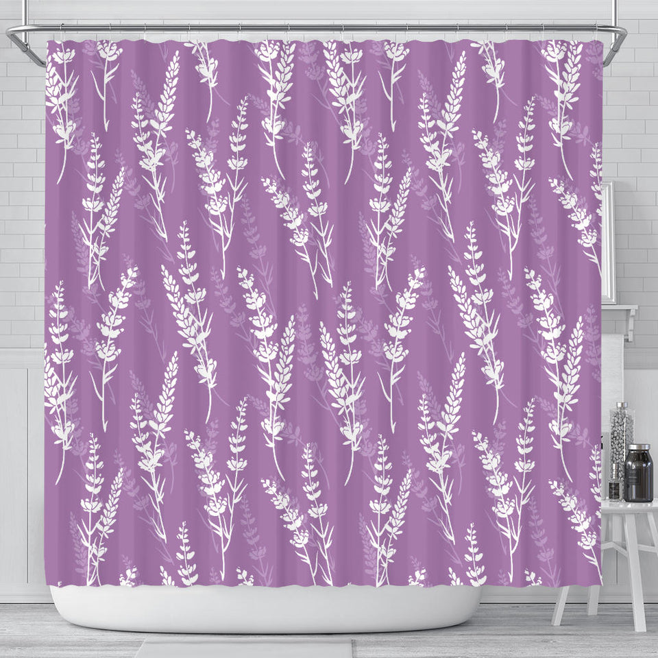 Lavender Flowers Purple Pattern Shower Curtain Fulfilled In US