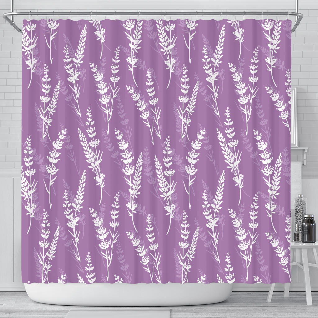 Lavender Flowers Purple Pattern Shower Curtain Fulfilled In US